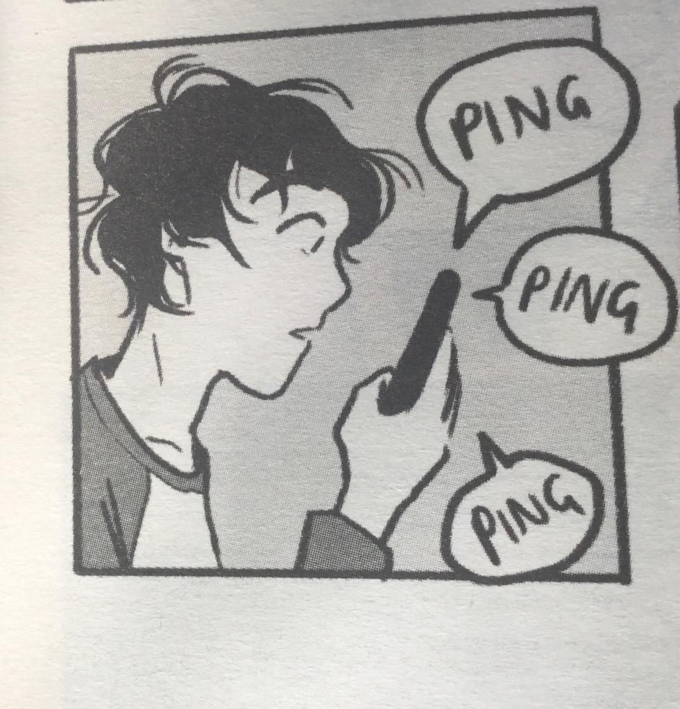Charlie from Heartstopper on his 'phone, looking worried or shocked. 